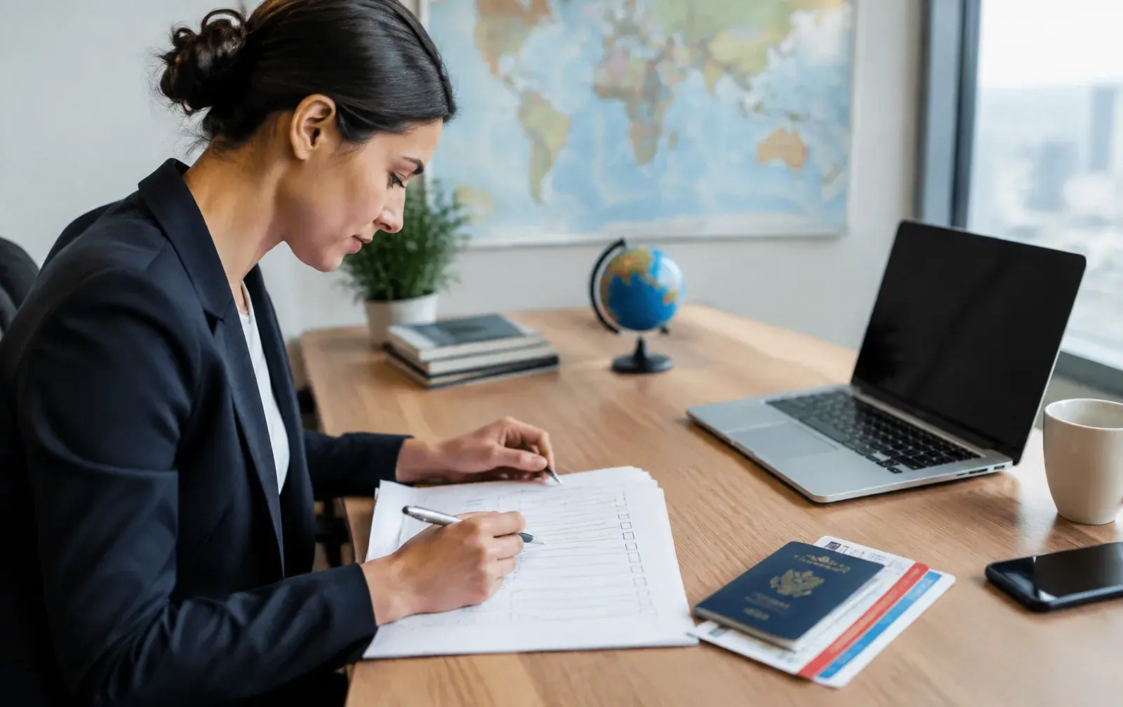 Checklist on a clipboard representing HR assignment planning for international deployments
