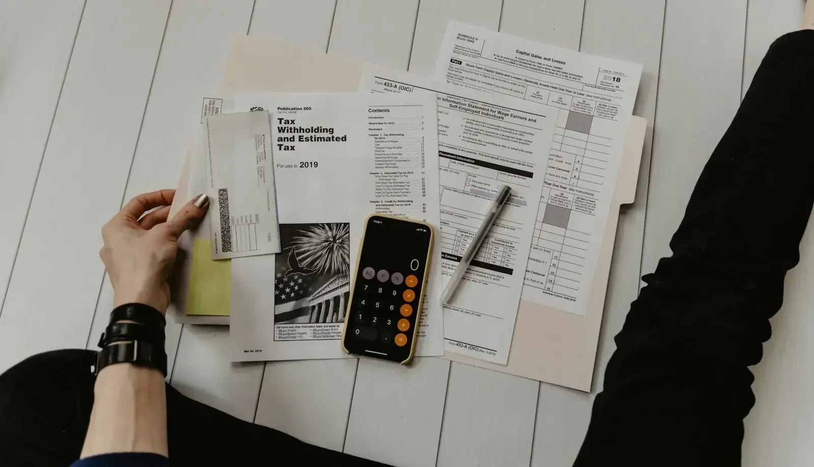 Calculator and tax forms