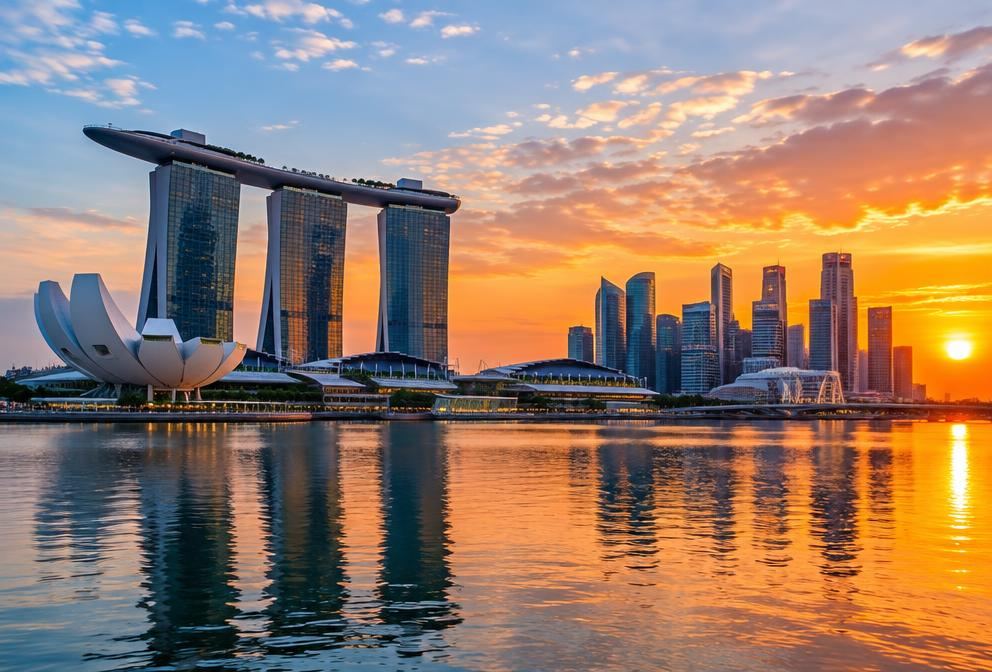 Singapore Marina Bay skyline at sunset