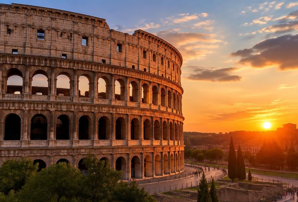 The Colosseum in Rome at sunset