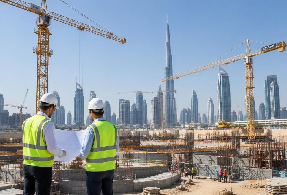 Engineers at a construction site