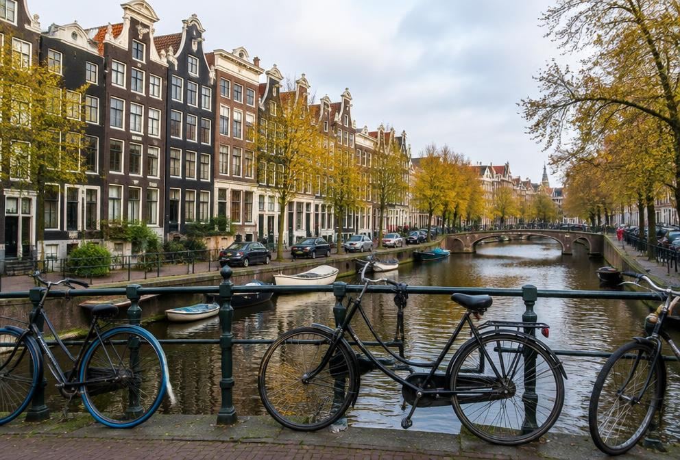 Canal houses along an Amsterdam canal