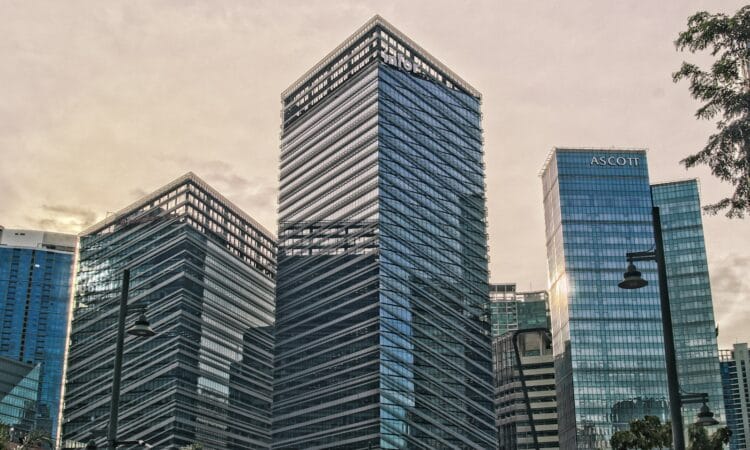 a group of tall buildings