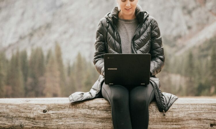 laptop on woman lap