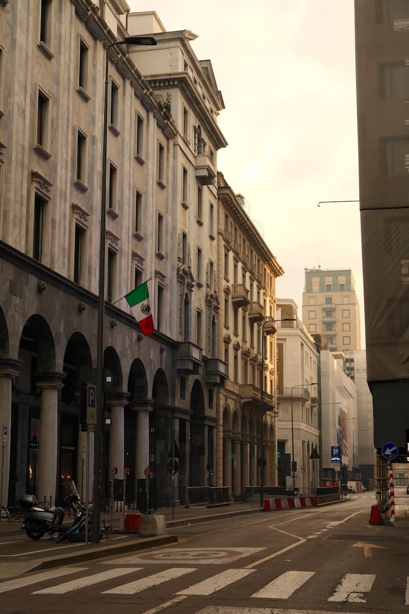 An italian street with beautiful buildings.