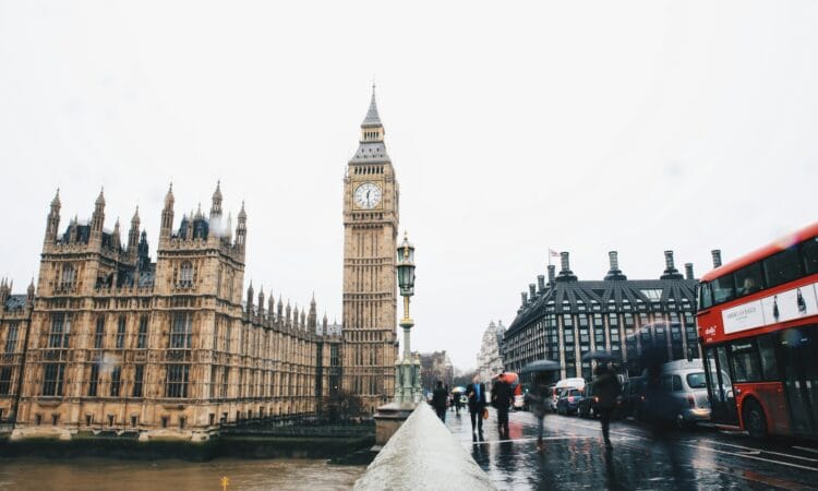 people near Big Ben in London