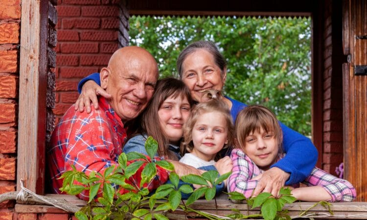 a family posing for a picture