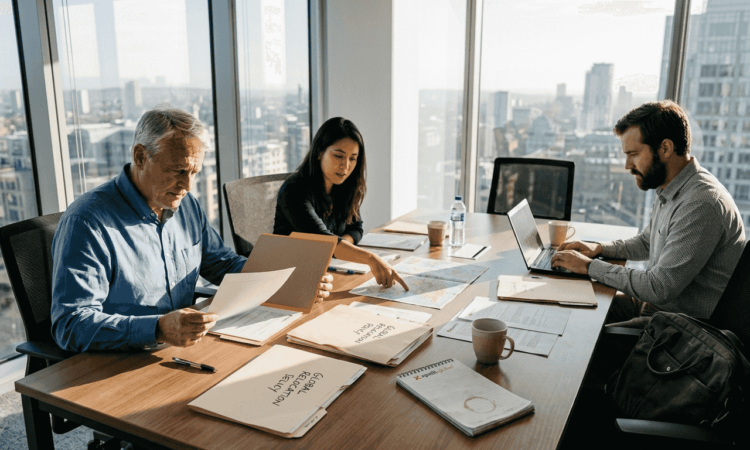 HR team discusses global relocation files