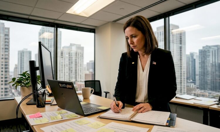 HR manager planning global employee relocation