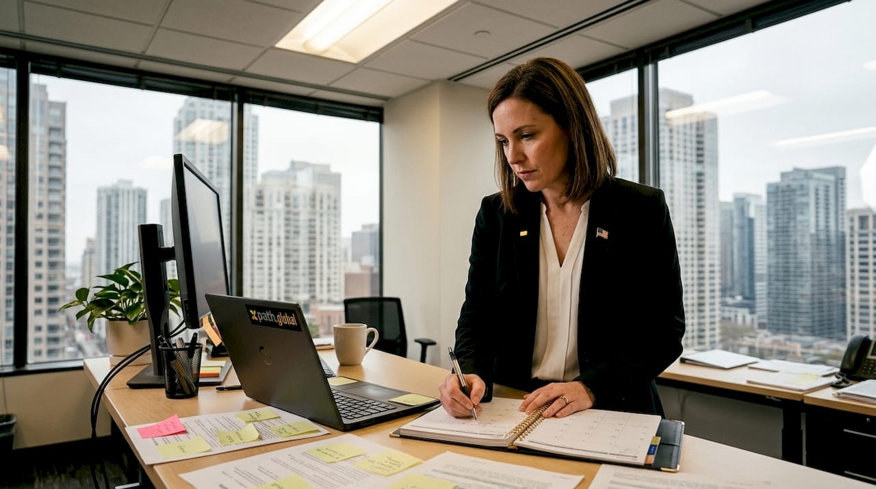 HR manager planning global employee relocation