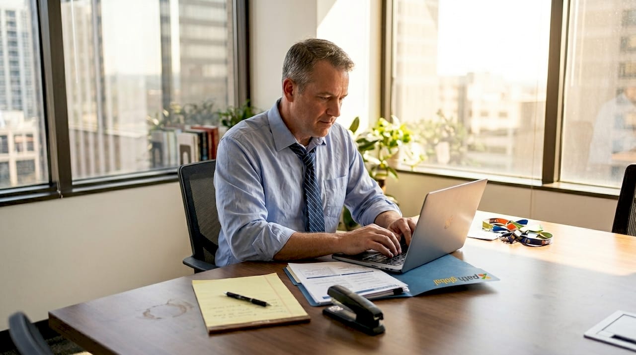 HR manager working on relocation documents