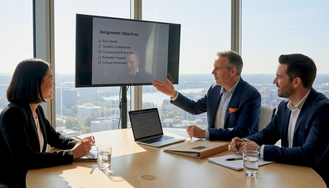 HR manager hosts expat meeting in office