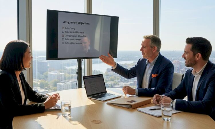 HR manager hosts expat meeting in office