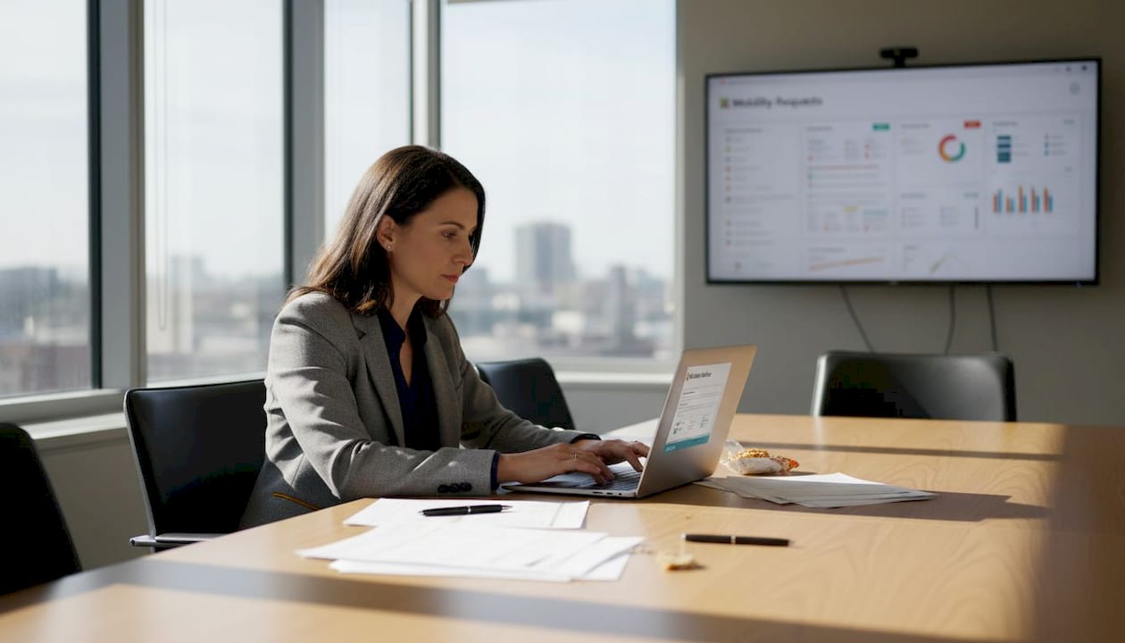 HR manager reviewing mobility workflow