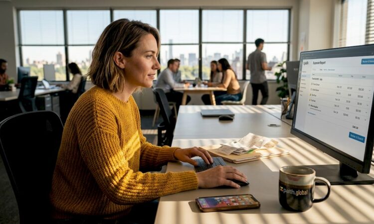 Professional reviewing expenses in open office