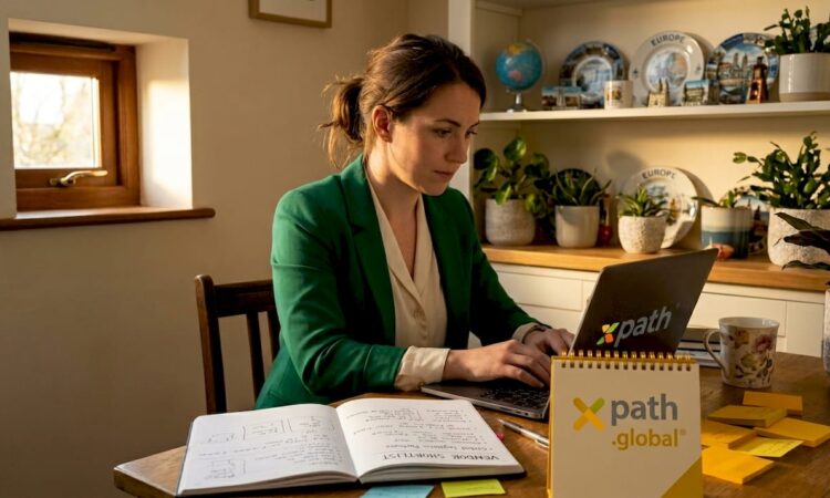 HR professional updating vendor shortlist in office